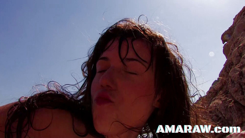 Amaraw: Brunette teen Samanta having anal sex on a beach