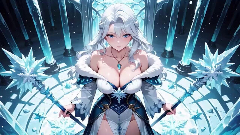 Tay Swift X: Silver-haired Ice Mage in a Crystal Hall! Casting Magic While...