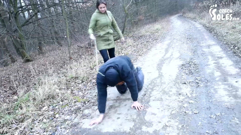 Czech Soles - foot fetish content: Walking the doggy in the cold - boots worship
