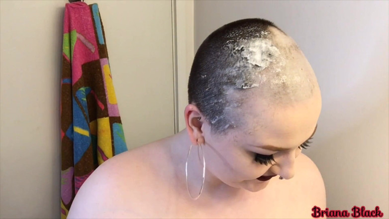 Briana Black: Smooth head shaving custom