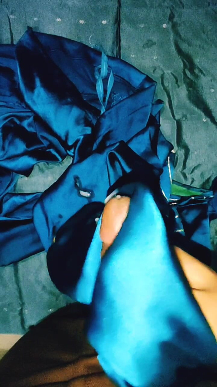 Satin And Silky: Satin Silk Handjob Porn - Handjob and Cum on Stolen Satin...