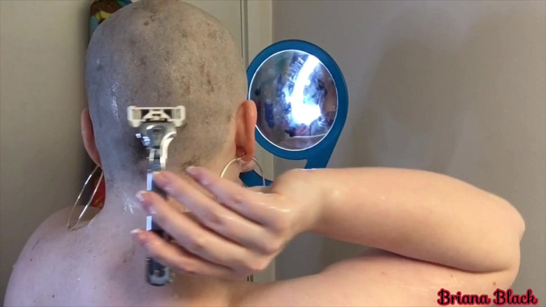 Briana Black: Smooth head shaving custom