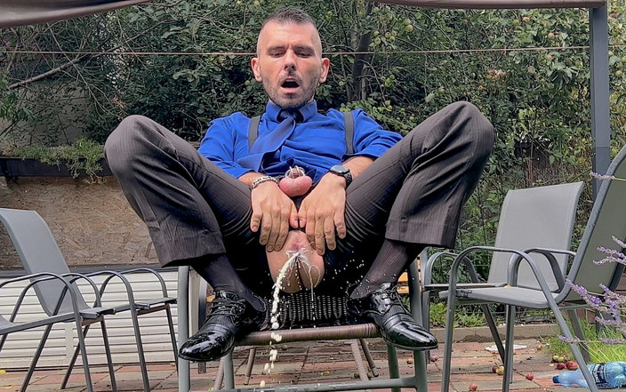 Werther1: Suited Man With Locked Dick Is Playing With His Man...