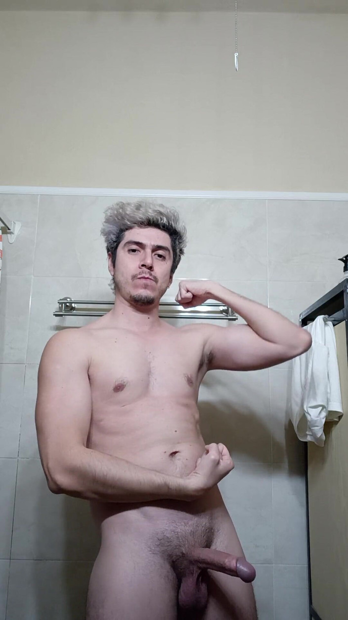 Tabasco Jake: Handsome Flexing Muscles in the Bathroom, Big Cock