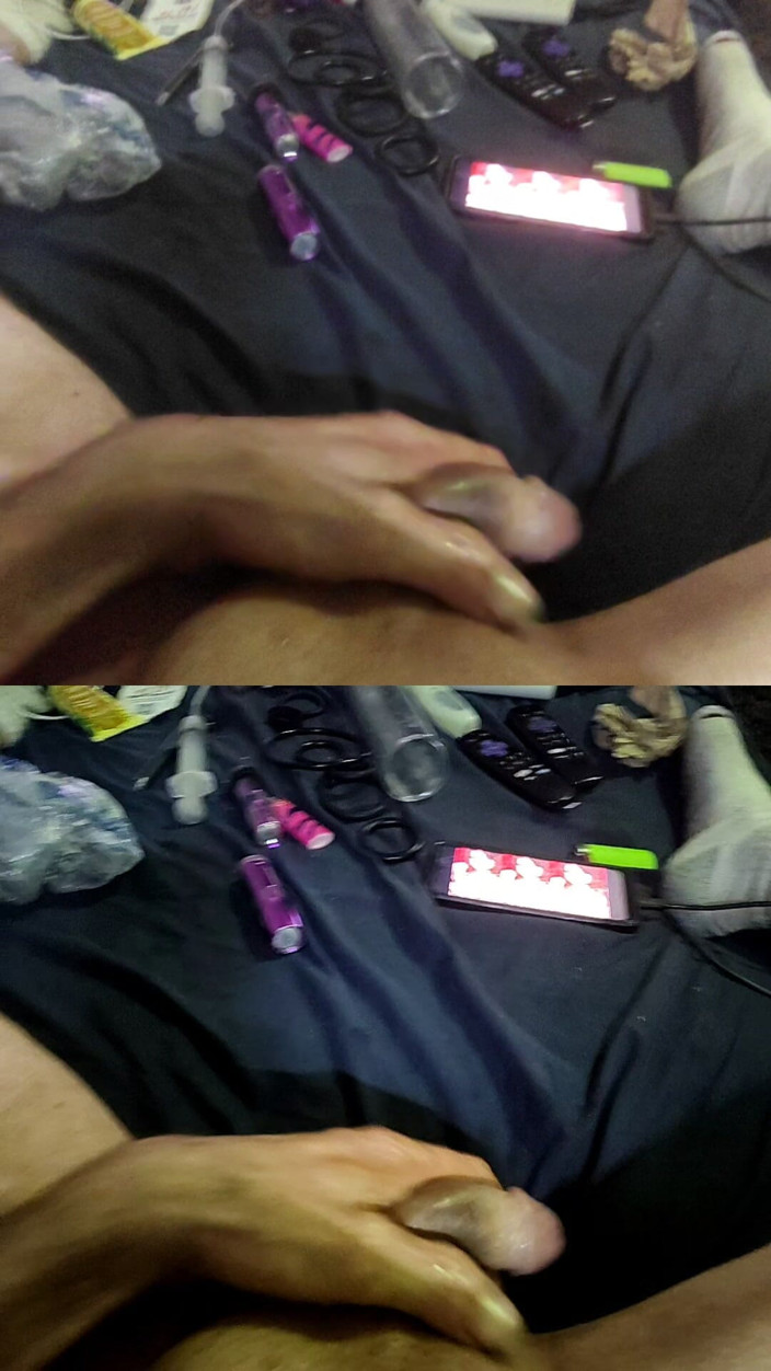 MRTHICK69: Masterbating with Cock Rings in Two Screens
