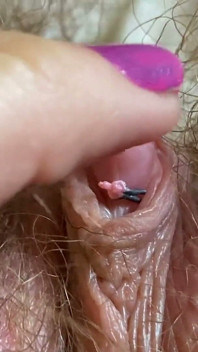 Big clit giantess with model train people extreme close up