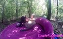 Couple Fucking: Sexy girl in pantyhose masturbate on inflatable matress in the...