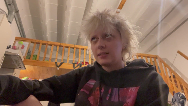 Glitterqueen1999: Goth Girl No Makeup Smoking a Cigarette