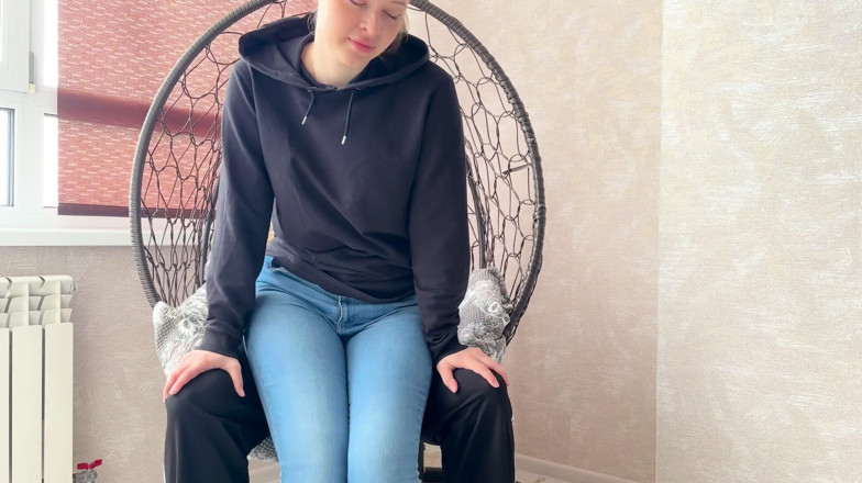 Spacenintenda: Tight Jeans Dry Hump: Horny Stepsis Orgasms on My Lap