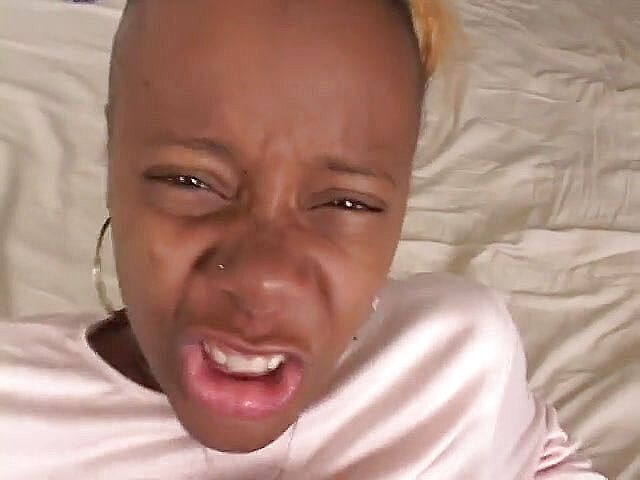 First Black Sexperience: Little cock sucking black girl Sweet Pea with fair hair...