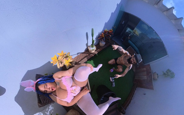 Barbanegraz VR: VRボーナスシーン にんじんと遊ぶぽっちゃりウサギ。ぽっちゃり巨乳