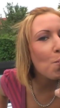 Naughty redhead sucks a stranger's cock
