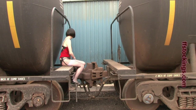 Stocking Videos: Train Tramp, in Layered Nylons - Nylon Slut Sneaks Into Railway...