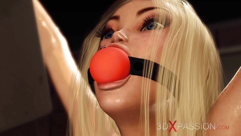 3dxpassion: Sexy spoutaná mladá blondýnka je tvrdě ošukána hardcore svalnatou ženou se...