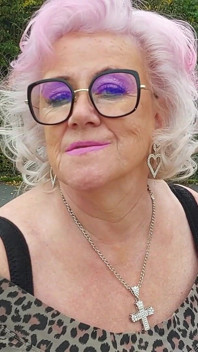 Naughty Granny Tongue Out Flashing Big Tits in Public
