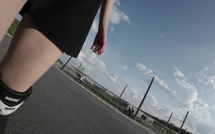Dirty slut 666: I Ride a Penny Board in a Skirt Without Panties