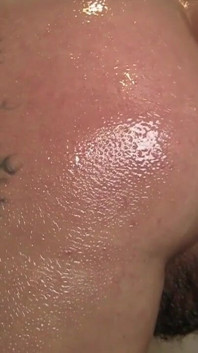 Blonde milf Joclyn Stone oils up her big ass and hairy pussy