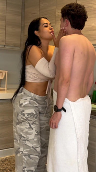 Cuckold Wife Masturbates Watching Me Fuck with My Big Cock a Big Ass Blonde Dressed as a Maid