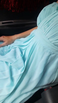Rochie chiffon albastru care poartă spermă cu căptușeala din satin