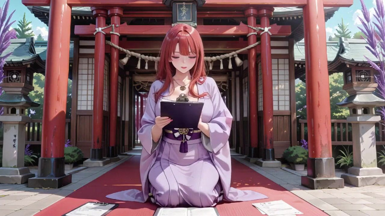 Tay Swift X: Red-haired Kimono Goddess! Kneeling Under the Sacred Torii Gate, She...
