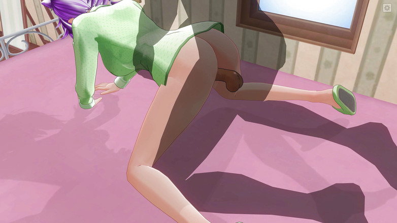 H3DC: HENTAI 3D. La ragazza in pigiama ottiene un orgasmo a pecorina