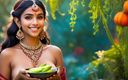 AI Girls: Beautiful Big Breasted Nude Indian Elf Girl with Flower