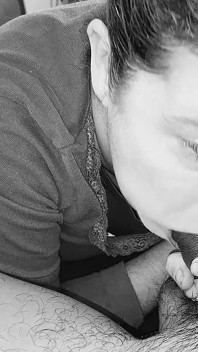 Sucks and Swallows Cum in Black and White