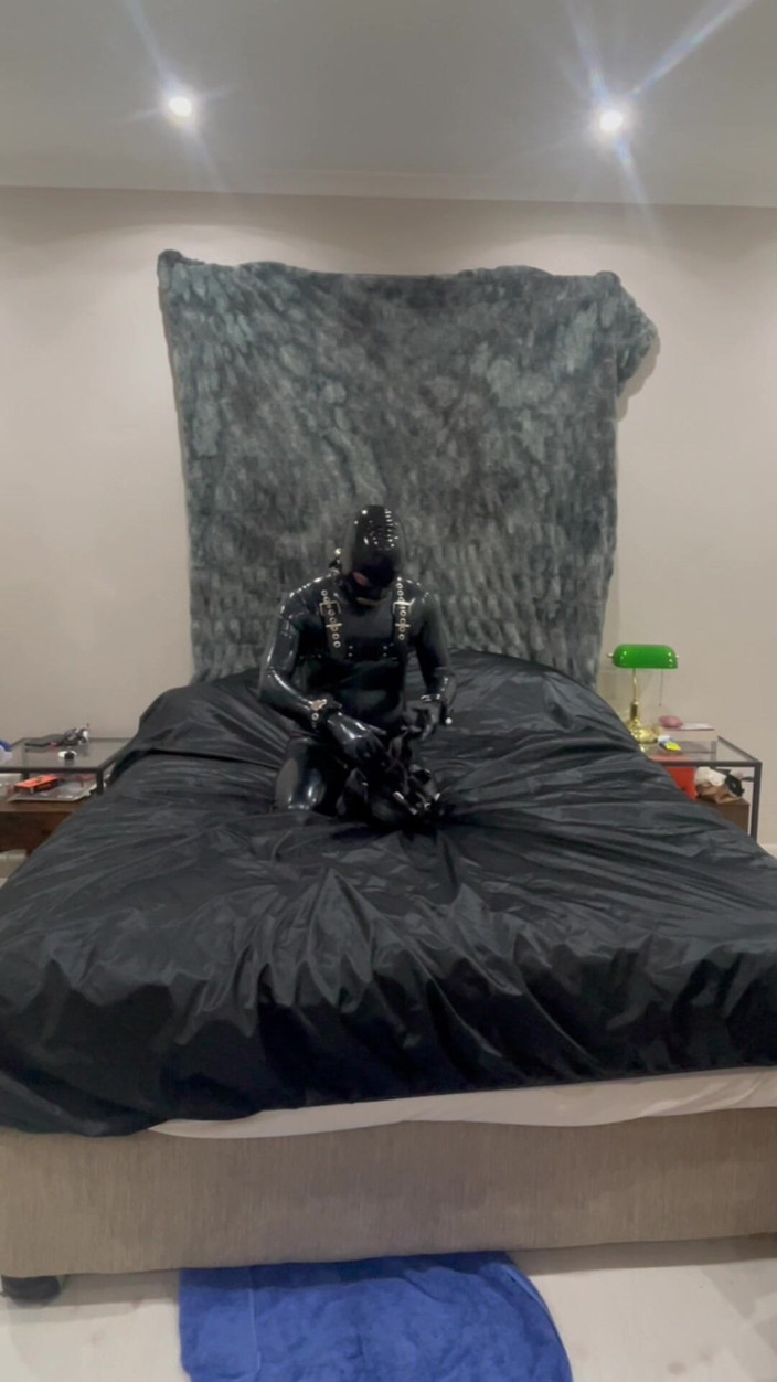 Athos: Full Rubber Suit-up Commplete Latex Transformation
