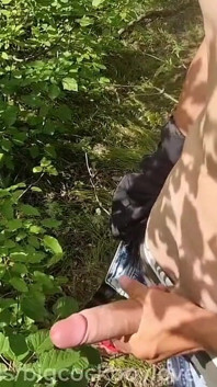A Random Femboy Jerks My Cock and Eats My Cum in a Public Park