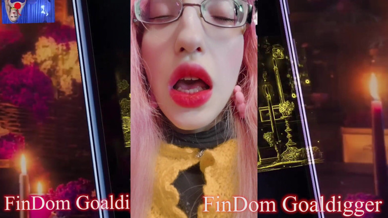 FinDom Goaldigger: Jerking off goof transformation for big red lips