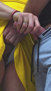 Risky Handjob Inside Public Transport! Dirty Stranger Ejaculate Using Girl's Hand