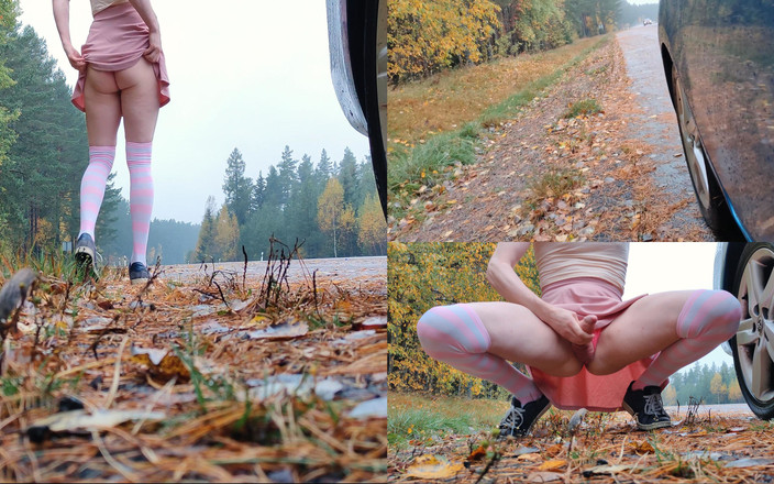 Miolee: Sborrata rischiosa all'aperto sulla strada trafficata