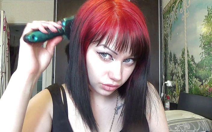Goddess Misha Goldy: Brushing my hair with little and big brush and by...