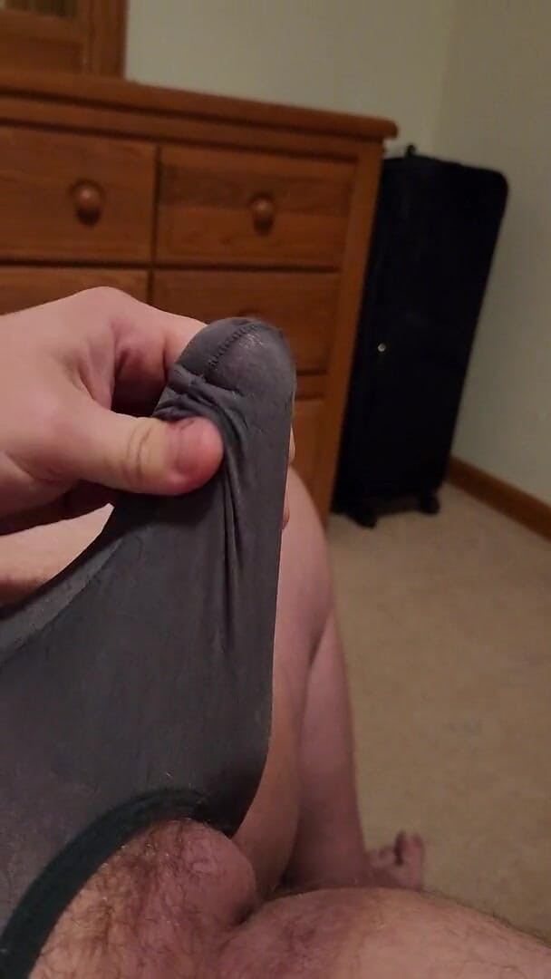 Thong boy: See through thong and cum
