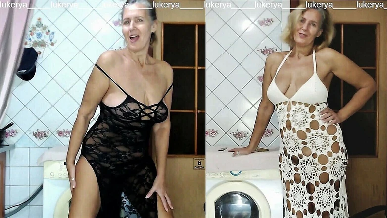 Lukerya: Animada Lukerya experimenta vestidos longos na cozinha