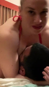 Strapped in blonde's ass