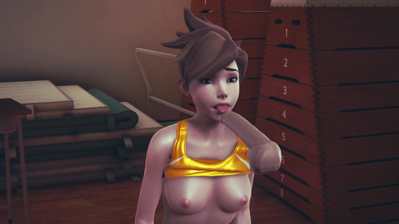 Waifu club 3D: Tracer licks cock and gets facial