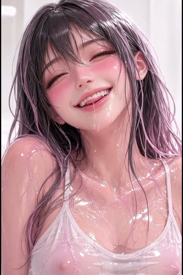 Wertstofsamler: Anime 3d en limo rosa y top blanco, masturbándose