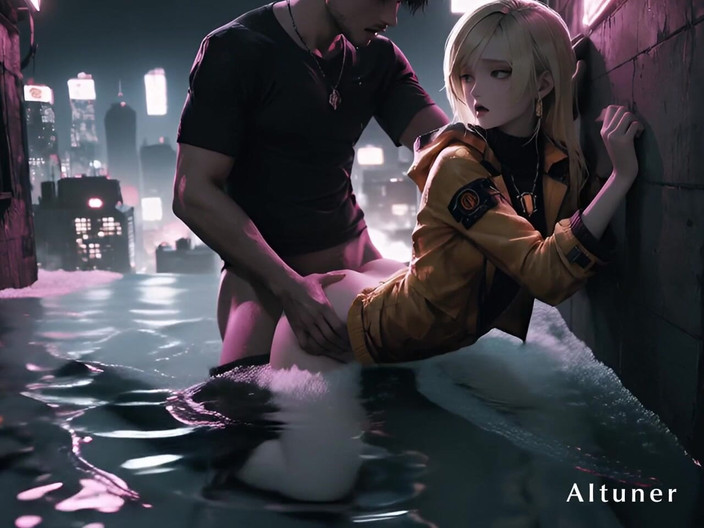 AItuner: Medio hundiéndome, aceptando todo, continúa jadeando en el chapoteo.