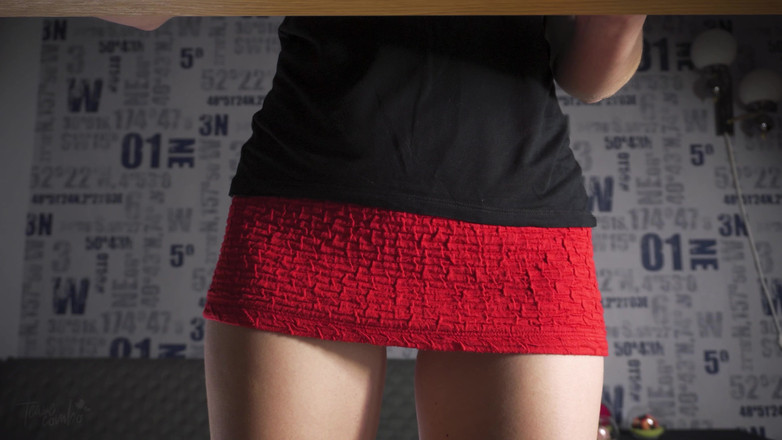Teasecombo 4K: Under skirt white panties flashing from the front
