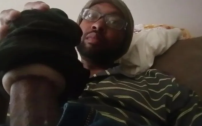 Pharoah Zeus: Big Black dick solo masturbation with a nutshot at end