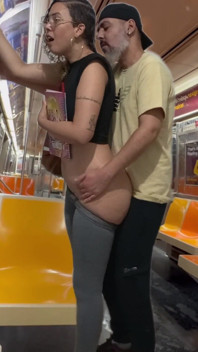 Student Girl Gets Cum on New York Subway Train.