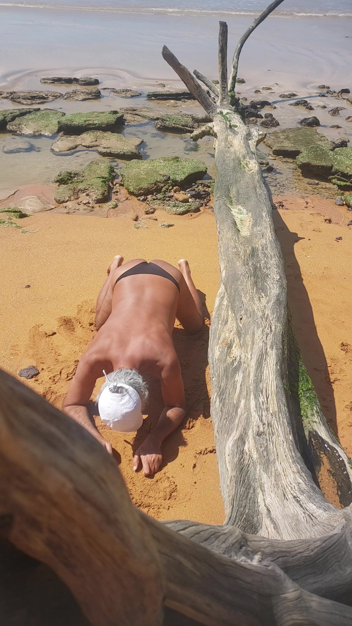 Ladysilvas: Ladysilva on the Beach in Panties Showing off Her Big...