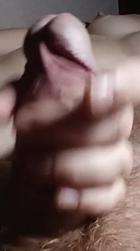 Jerking off and Rubbing a Dick Against a Tight Unshaven Pussy