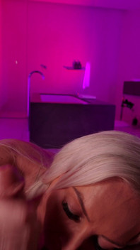 Blonde Tattooed Babe Gets Her Big Tits Covered in Cum