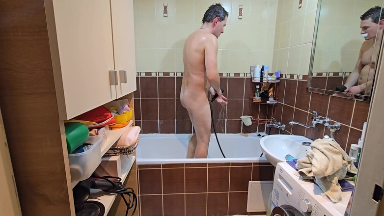 Fap_man93: Терапия Горячей Водой - Приватный Душ Волосатого Мужика После Работы