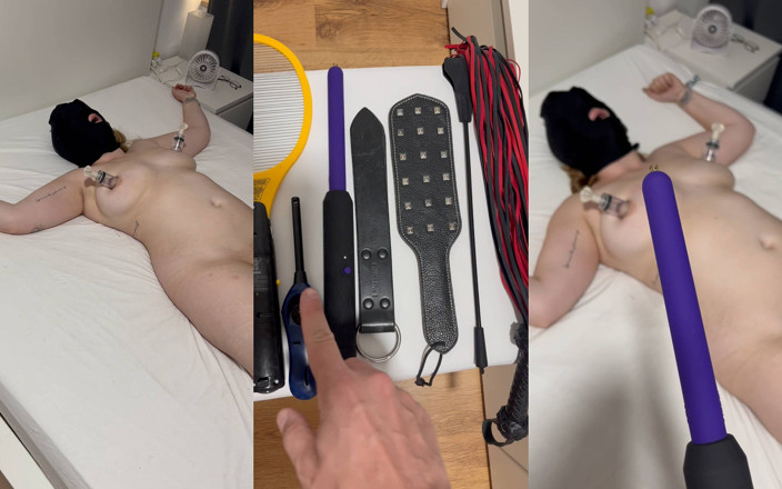 Crazy German Slut: सुपर हॉट बंधन वर्चस्व दब्बू माचो सत्र अंधा और संवेदनशील मुखौटा, जंजीर, स्प्रेडर बार, पंप, इलेक्ट्रो