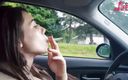 Smokin Fetish: Petra loves to smoke ciggaretes in her car
