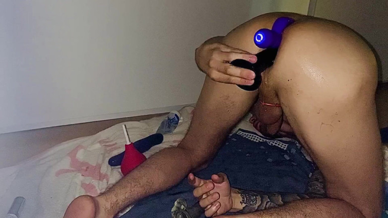 Elijahanal: Teen gets 2 dildos anal