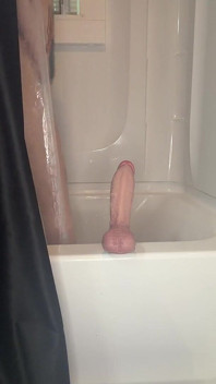 Slut Wife Fucking Huge Dildo in Shower